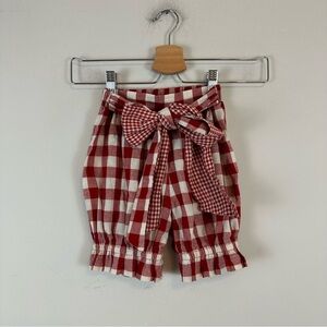 Carbon Soldier | Red and White Plaid Tie Waist Bloomer Shorts Size 4 Girl's
